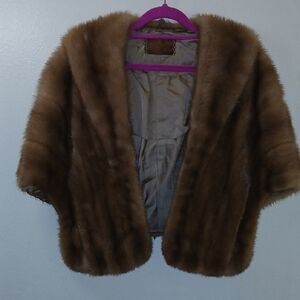 Elegant Mink Brown Fur Cape/shawl